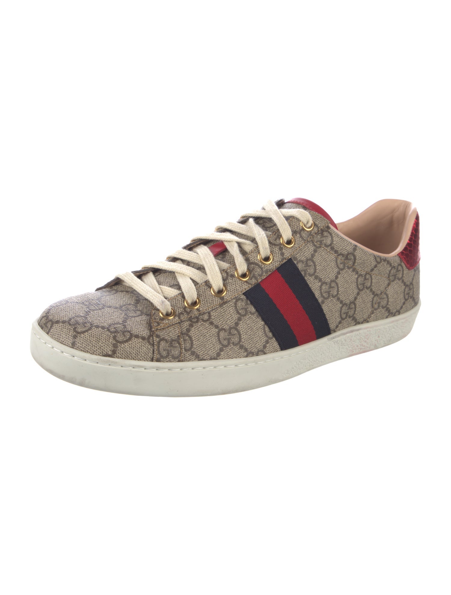 Gucci GG Supreme Leather Trim Embellishment Sneakers